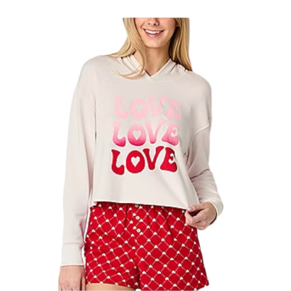 Arizona Body Women/Juniors
Fleece Graphic Long Sleeve Hooded Pajama Тор Size M